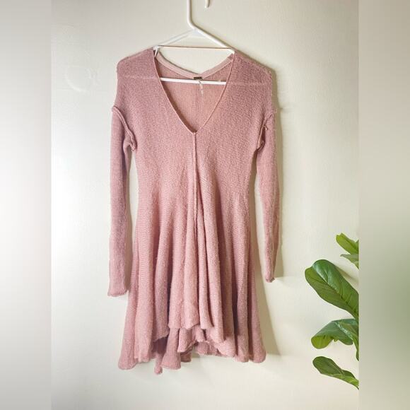 Free People Dancing in the Forest Sweater Dress in blush pink alpaca blend wool - Picture 2 of 8